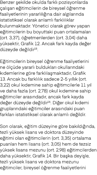 Benzer ekilde okulda farkl  pozisyonlarda  al  an e itimcilerin de bireysel   renme faaliyetlerinin yararl l   na da...