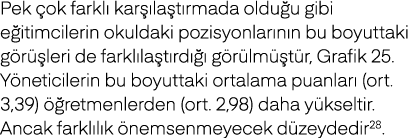 Pek ok farkl  kar  la t rmada oldu u gibi e itimcilerin okuldaki pozisyonlar n n bu boyuttaki g r  leri de farkl la ...