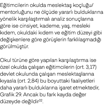 E itimcilerin okulda meslekta ko lu u/mentorlu unu ne  l  de yararl  bulduklar na y nelik kar  la t rmal  analiz son...