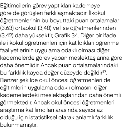 E itimcilerin g rev yapt klar kademeye g re de g r  leri farkl la maktad r.  lkokul   retmenlerinin bu boyuttaki pua...
