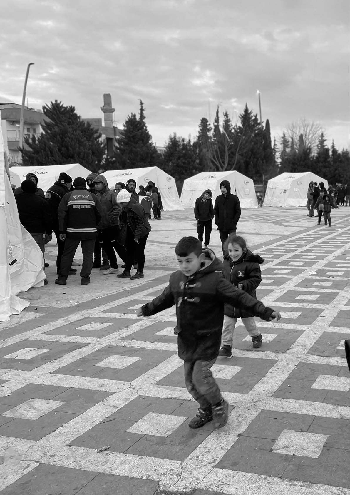 A makeshift camp set up after an earthquake left tens of thousands dead and injured in Turkey and Syria.