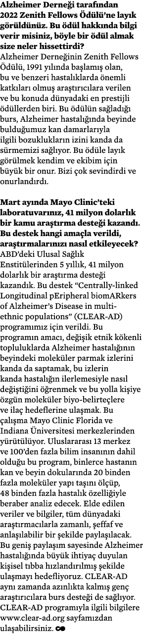 Alzheimer Derne i taraf ndan 2022 Zenith Fellows d l ’ne lay k g r ld n z. Bu  d l hakk nda bilgi verir misiniz, b y...