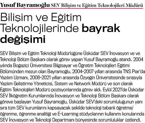 Yusuf Bayramo lu SEV Bili im ve E itim Teknolojileri M d r Bili im ve E itim Teknolojilerinde bayrak de i imi SEV Bi...
