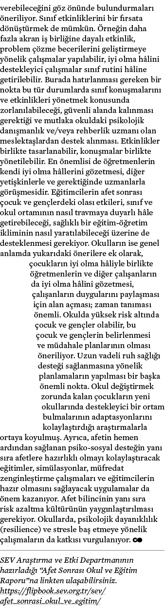 verebilece ini g z n nde bulundurmalar   neriliyor. S n f etkinliklerini bir f rsata d n  t rmek de m mk n.  rne in ...
