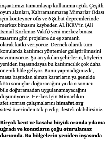 in aat m z tamamlay p kullan ma a t k.  e itli oyun alanlar , Kahramanmara  Mimarlar Odas  i in konteyner ofis ve 6 ...
