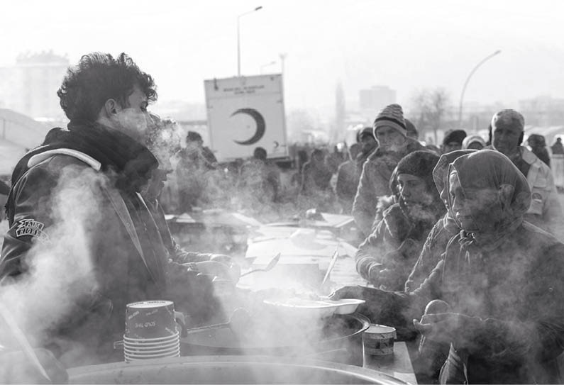 The epicenter of the earthquake is a tent city built for earthquake victims on the edge of Sogutlu Stream in Elbistan district of Kahramanmaras, Turkey on February 17, 2023.