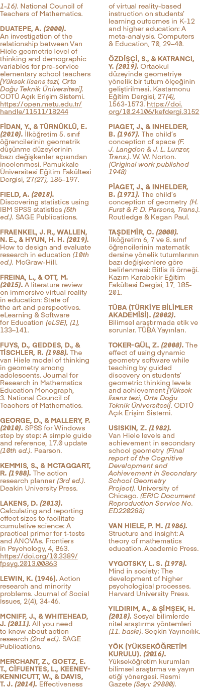 1 16). National Council of Teachers of Mathematics. Duatepe, A. (2000). An investigation of the relationship between ...
