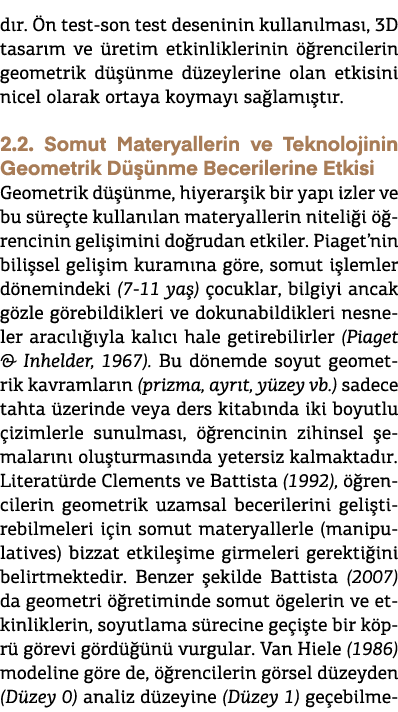 d r. n test son test deseninin kullan lmas , 3D tasar m ve  retim etkinliklerinin   rencilerin geometrik d   nme d z...