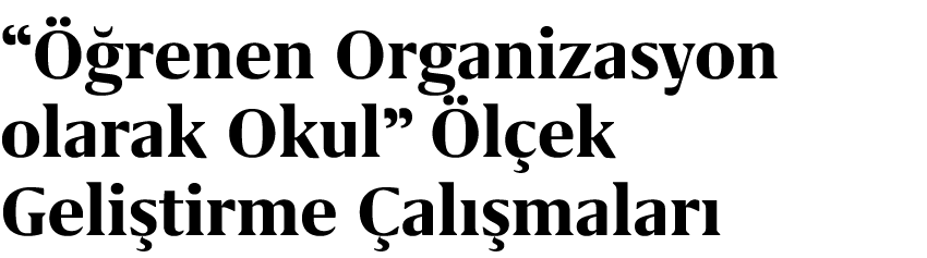 “ renen Organizasyon olarak Okul”  l ek Geli tirme  al  malar 