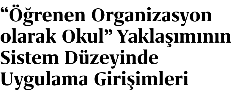 “ renen Organizasyon olarak Okul” Yakla  m n n Sistem D zeyinde Uygulama Giri imleri