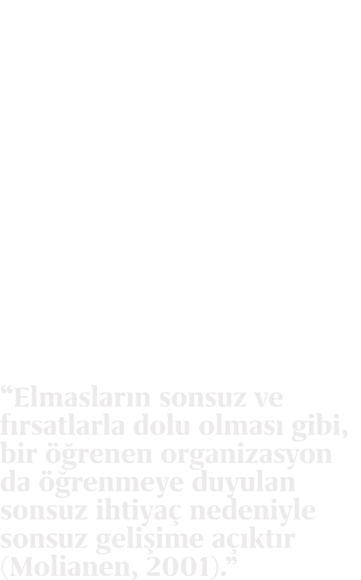 “Elmaslar n sonsuz ve f rsatlarla dolu olmas gibi, bir   renen organizasyon da   renmeye duyulan sonsuz ihtiya  nede...