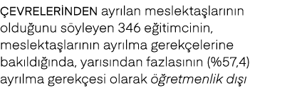  evrelerinden ayr lan meslekta lar n n oldu unu s yleyen 346 e itimcinin, meslekta lar n n ayr lma gerek elerine bak ...