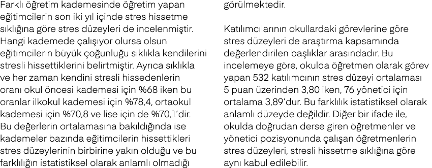 Farkl   retim kademesinde   retim yapan e itimcilerin son iki y l i inde stres hissetme s kl   na g re stres d zeyle...
