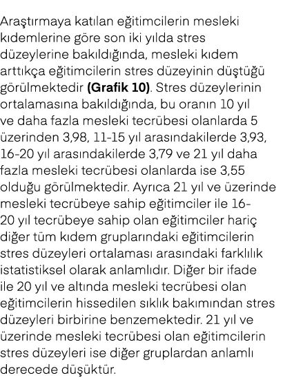 Ara t rmaya kat lan e itimcilerin mesleki k demlerine g re son iki y lda stres d zeylerine bak ld  nda, mesleki k de...
