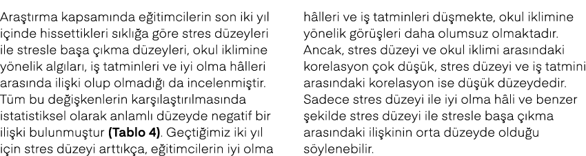 Ara t rma kapsam nda e itimcilerin son iki y l i inde hissettikleri s kl a g re stres d zeyleri ile stresle ba a   k...