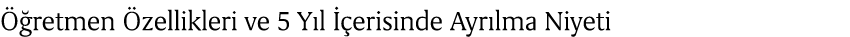  retmen  zellikleri ve 5 Y l   erisinde Ayr lma Niyeti