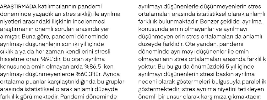 Ara t rmada kat l mc lar n n pandemi d neminde ya ad klar stres s kl    ile ayr lma niyetleri aras ndaki ili kinin i...