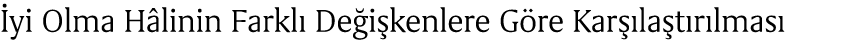  yi Olma H linin Farkl De i kenlere G re Kar  la t r lmas 