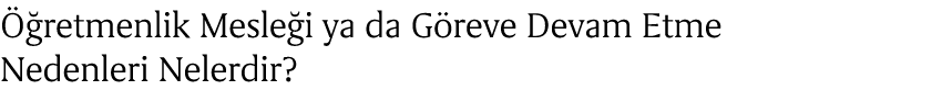  retmenlik Mesle i ya da G reve Devam Etme Nedenleri Nelerdir?