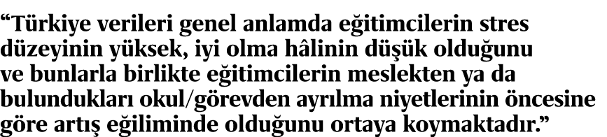 “T rkiye verileri genel anlamda e itimcilerin stres d zeyinin y ksek, iyi olma h linin d  k oldu unu ve bunlarla bir...