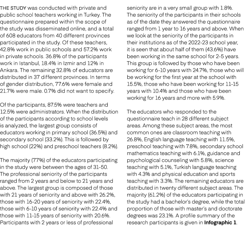 The study was conducted with private and public school teachers working in Turkey. The questionnaire prepared within ...