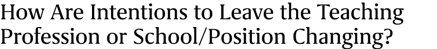 How Are Intentions to Leave the Teaching Profession or School/Position Changing?