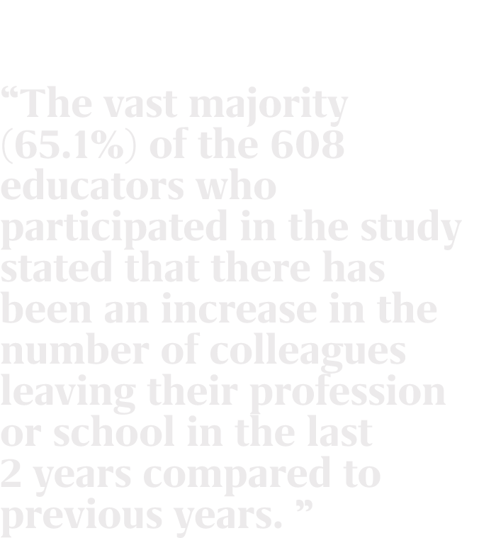 “The vast majority (65.1%) of the 608 educators who participated in the study stated that there has been an increase ...