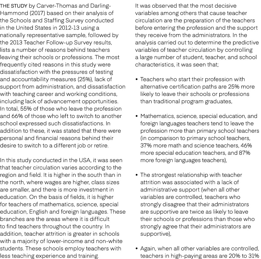 The study by Carver Thomas and Darling Hammond (2017) based on their analysis of the Schools and Staffing Survey cond...