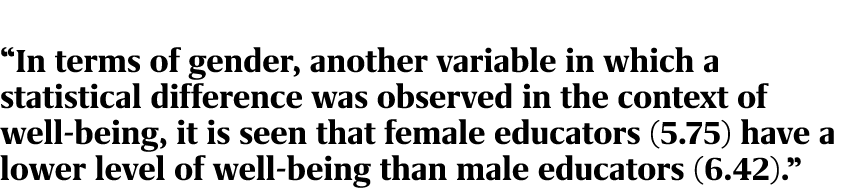 “In terms of gender, another variable in which a statistical difference was observed in the context of well being, it...