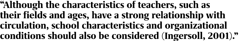 “Although the characteristics of teachers, such as their fields and ages, have a strong relationship with circulation...
