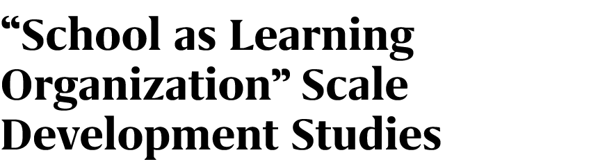 “School as Learning Organization” Scale Development Studies