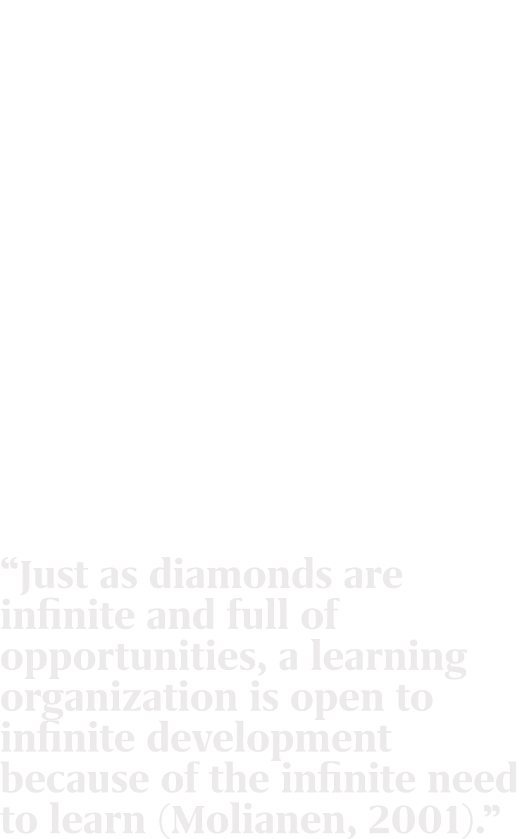 “Just as diamonds are infinite and full of opportunities, a learning organization is open to infinite development bec...