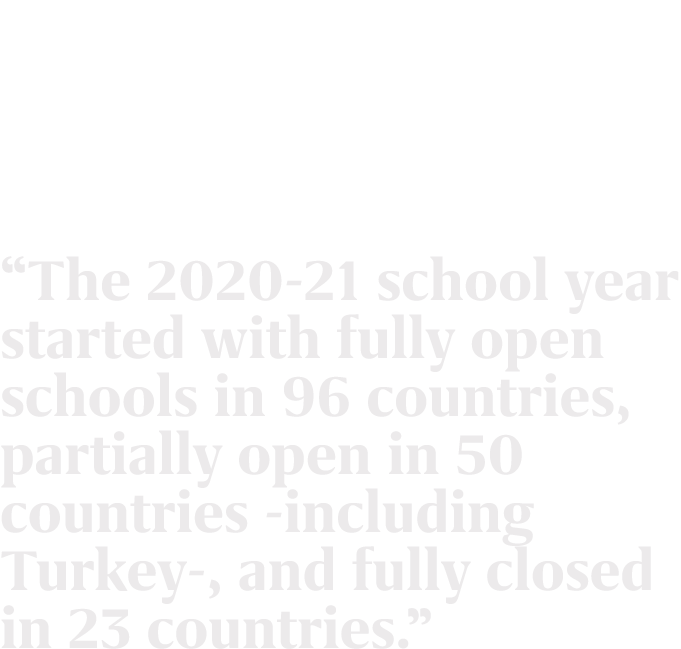 “The 2020 21 school year started with fully open schools in 96 countries, partially open in 50 countries including Tu...